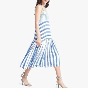WARM Biscay Blue & White Striped Midi Dress 0